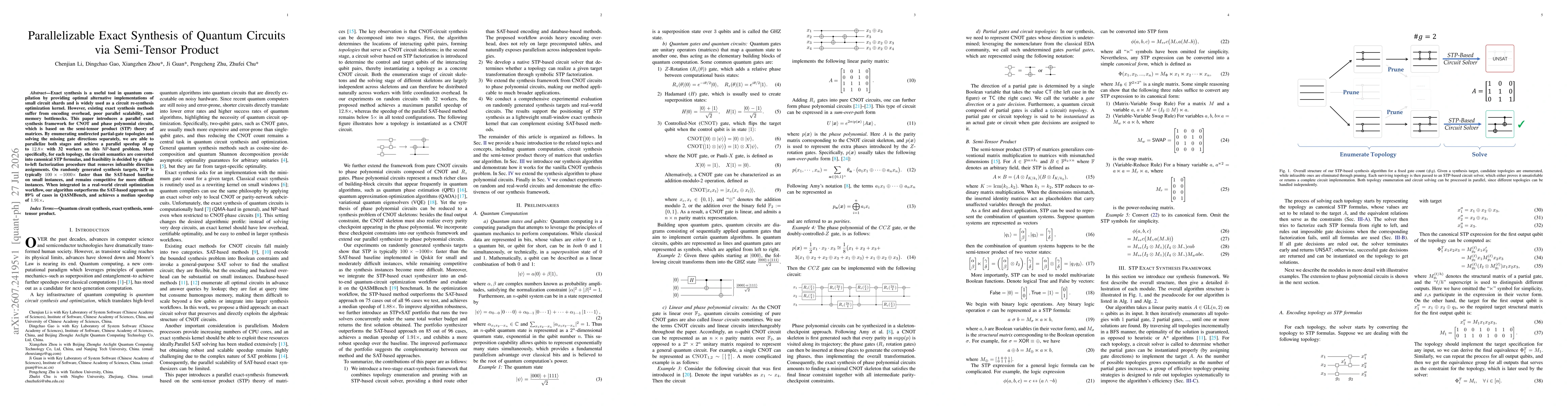 Thumbnail for Parallelizable Exact Synthesis of Quantum Circuits via Semi-Tensor Product