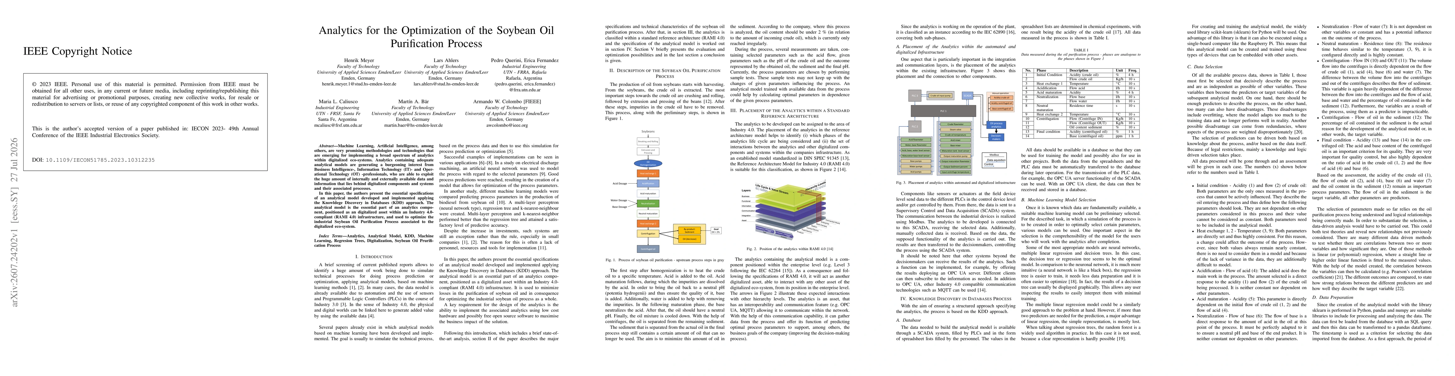 Thumbnail for Analytics for the Optimization of the Soybean Oil Purification Process