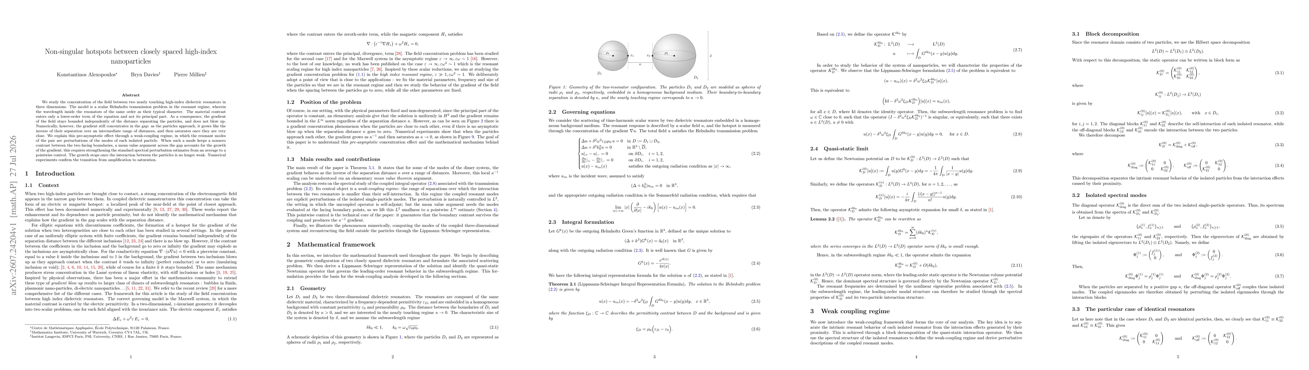 Thumbnail for Non-singular hotspots between closely spaced high-index nanoparticles