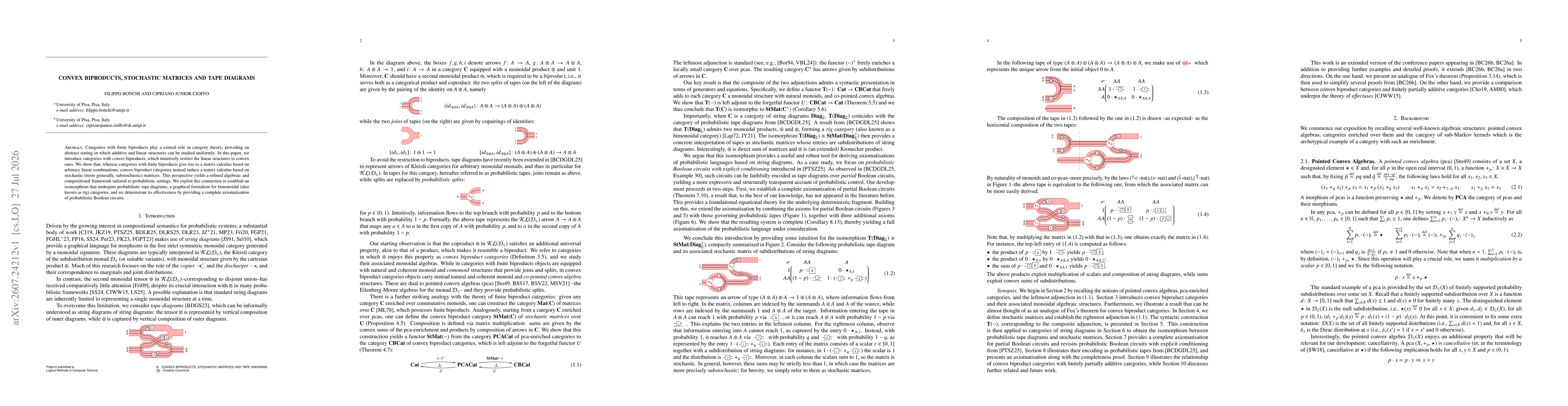 Thumbnail for Convex Biproducts, Stochastic Matrices and Tape Diagrams
