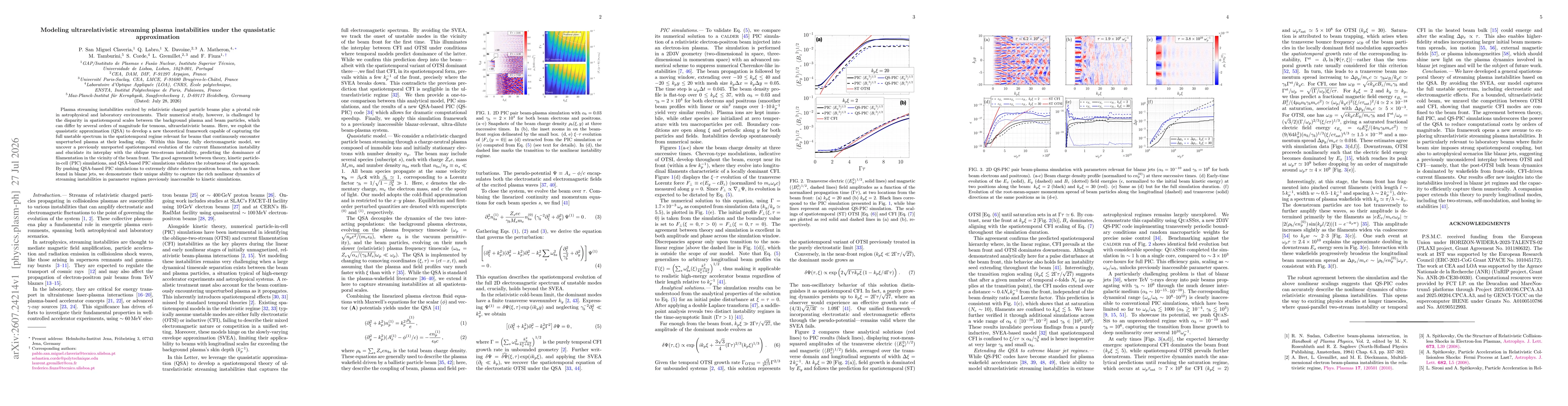 Thumbnail for Modeling ultrarelativistic streaming plasma instabilities under the quasistatic approximation