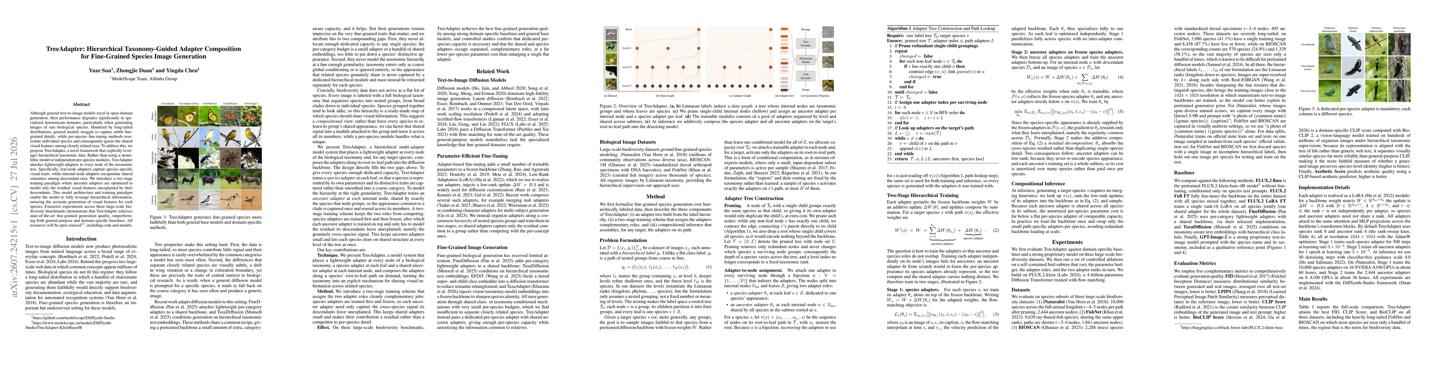 Thumbnail for TreeAdapter: Hierarchical Taxonomy-Guided Adapter Composition for Fine-Grained Species Image Generation