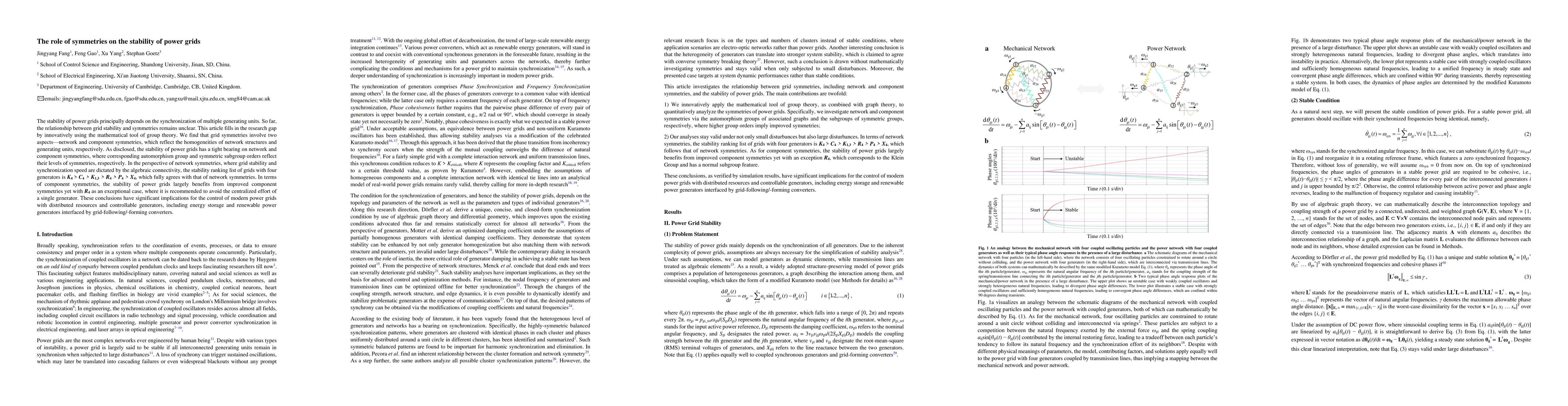 Thumbnail for The role of symmetries on the stability of power grids