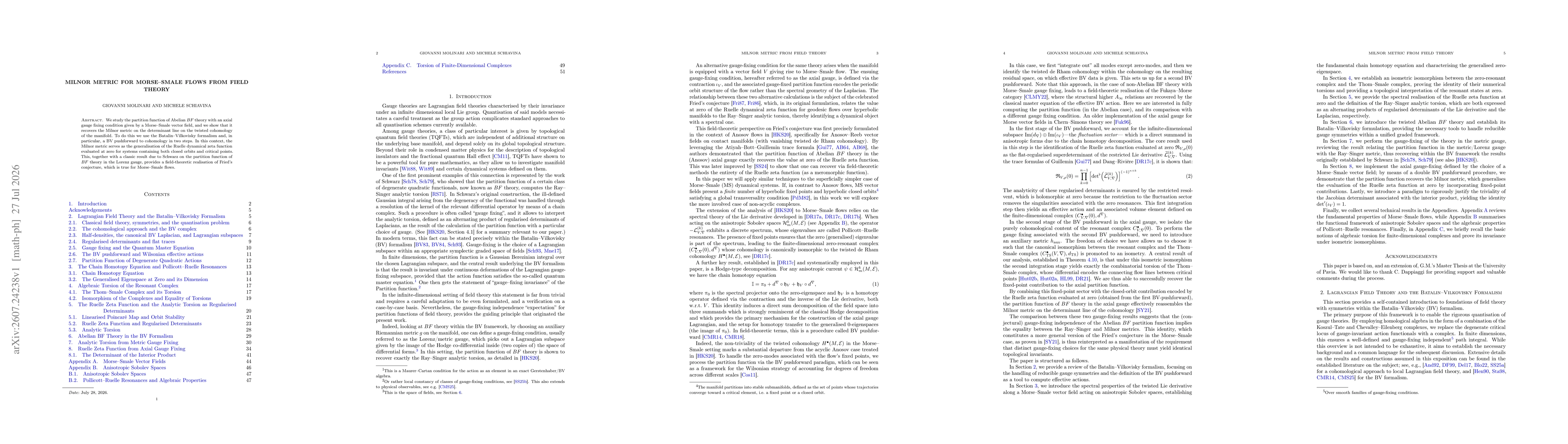 Thumbnail for Milnor metric for Morse--Smale flows from field theory