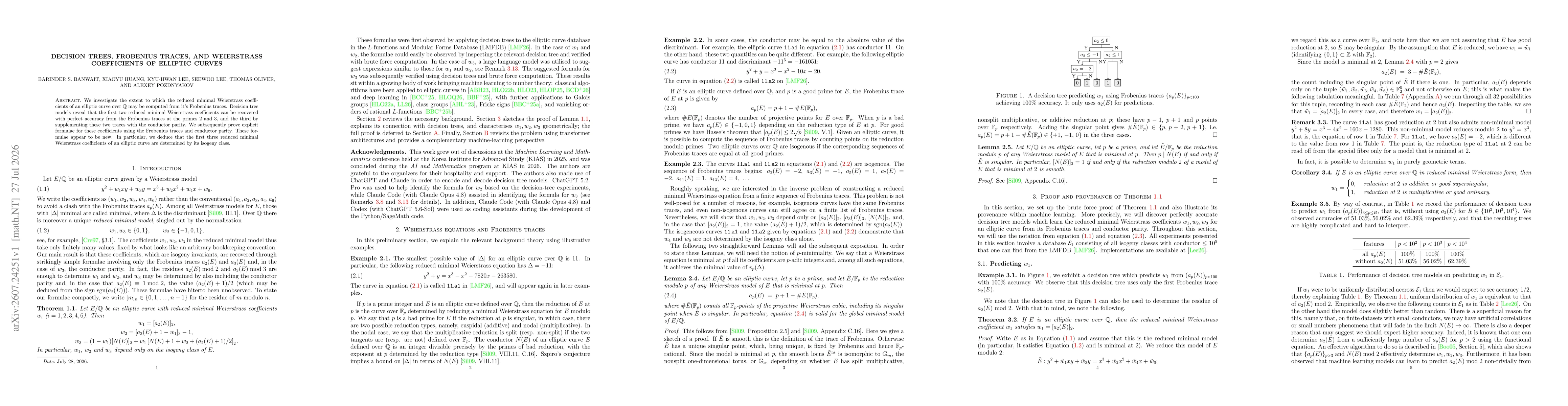 Thumbnail for Decision trees, Frobenius traces, and Weierstrass coefficients of elliptic curves