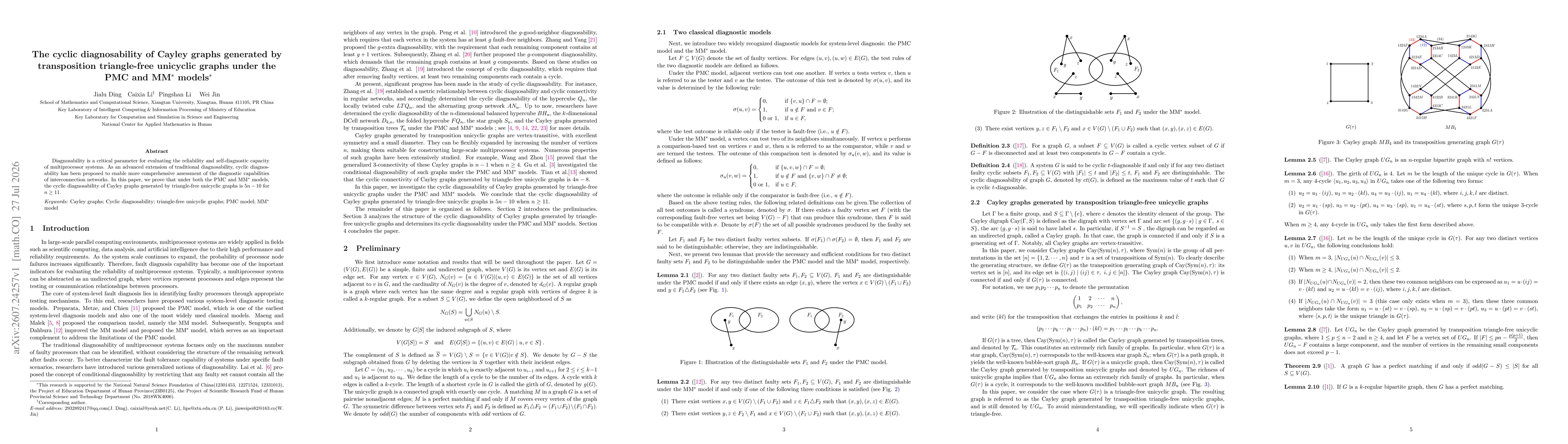 Thumbnail for The cyclic diagnosability of Cayley graphs generated by transposition triangle-free unicyclic graphs under the PMC and MM* models