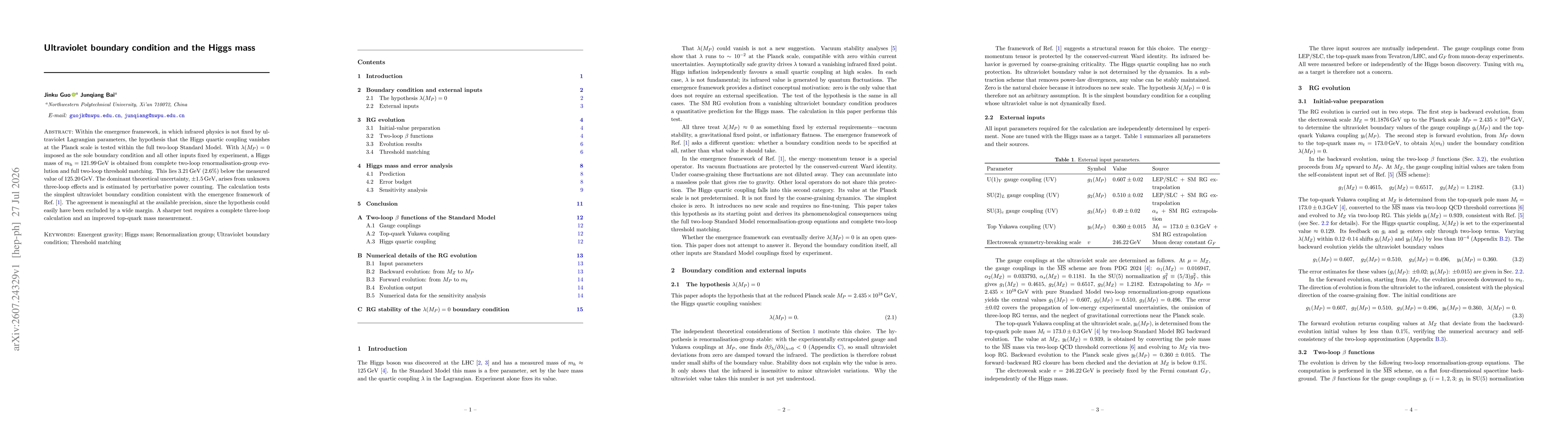 Thumbnail for Ultraviolet boundary condition and the Higgs mass