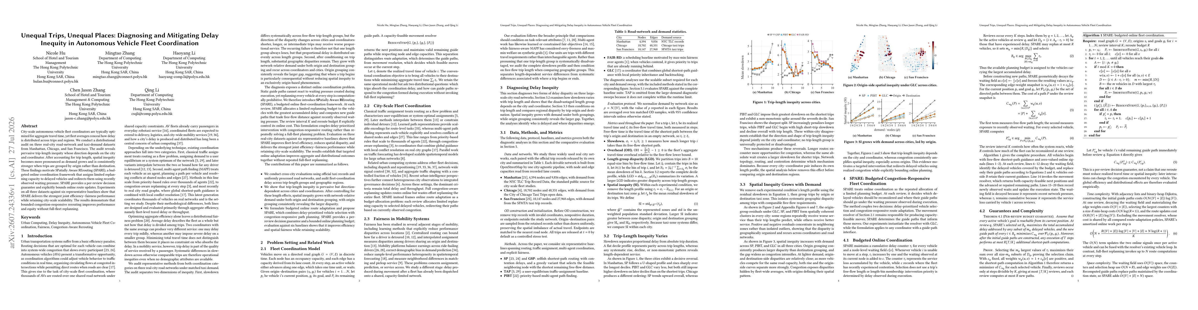 Thumbnail for Unequal Trips, Unequal Places: Diagnosing and Mitigating Delay Inequity in Autonomous Vehicle Fleet Coordination