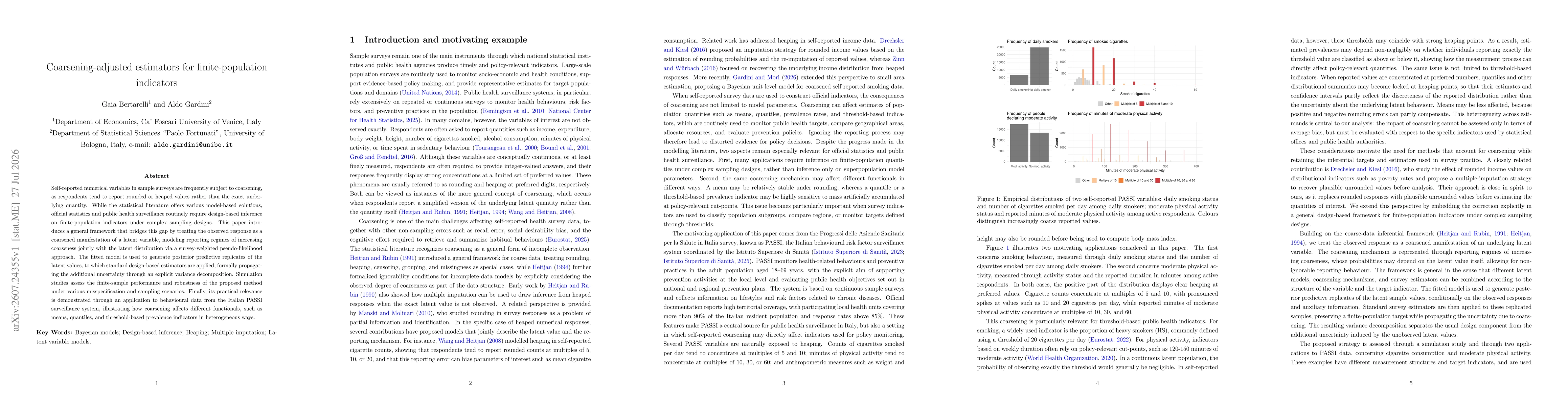 Thumbnail for Coarsening-adjusted estimators for finite-population indicators