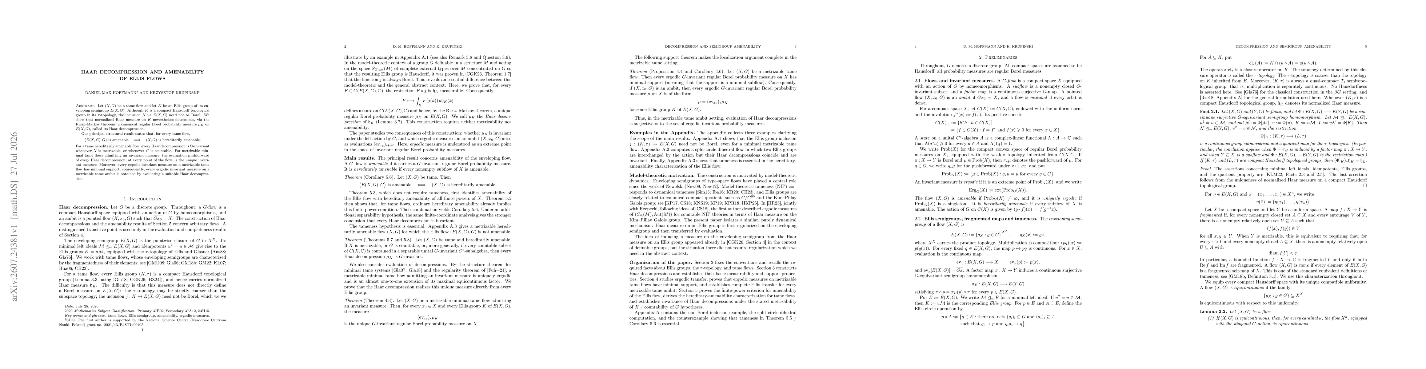 Thumbnail for Haar decompression and amenability of Ellis flows