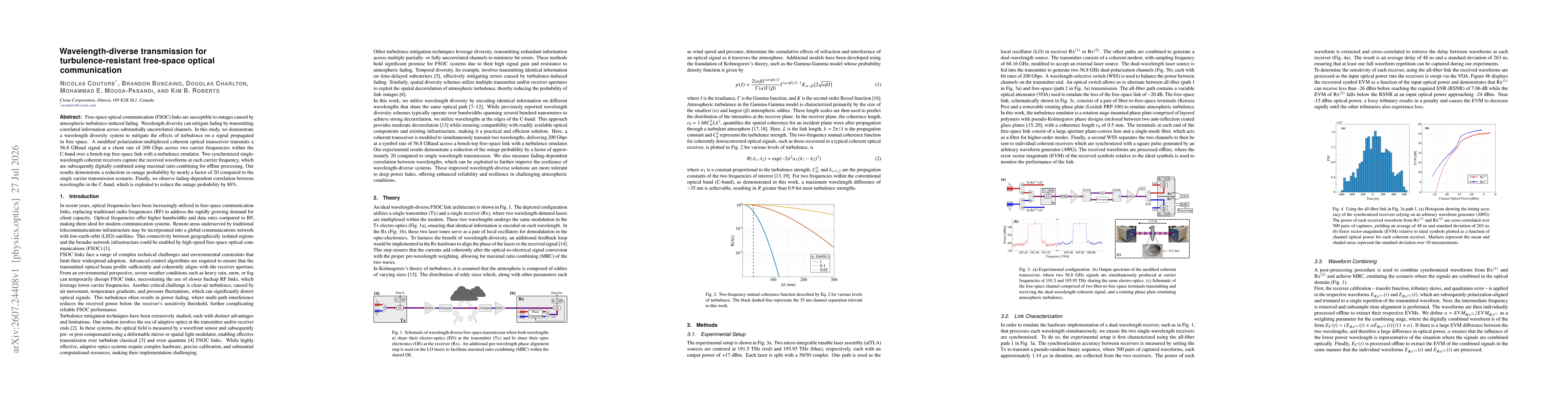 Thumbnail for Wavelength-diverse transmission for turbulence-resistant free-space optical communication