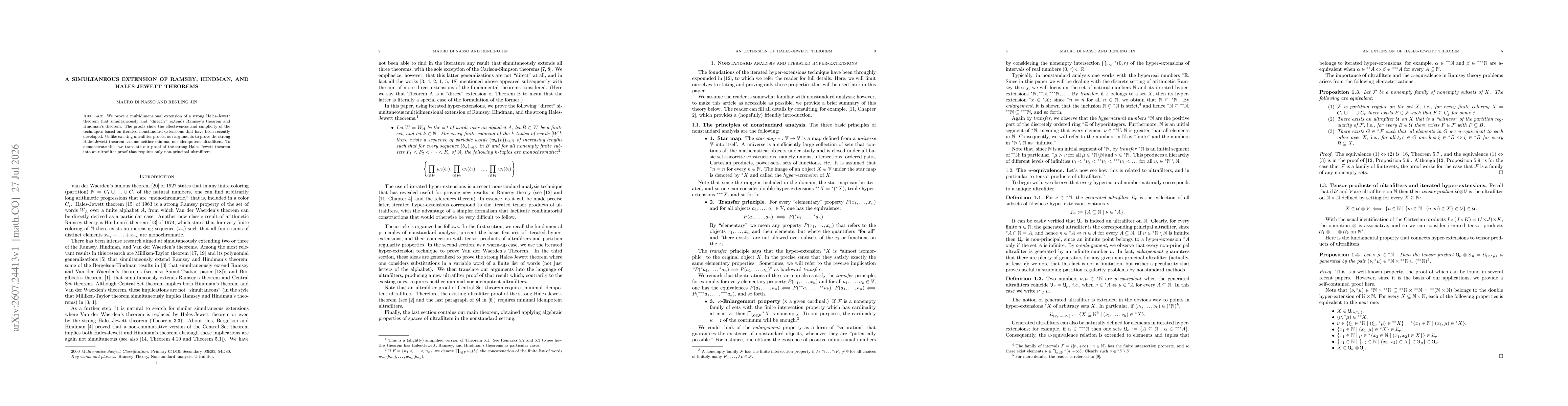 Thumbnail for A simultaneous extension of Ramsey, Hindman, and Hales-Jewett Theorems