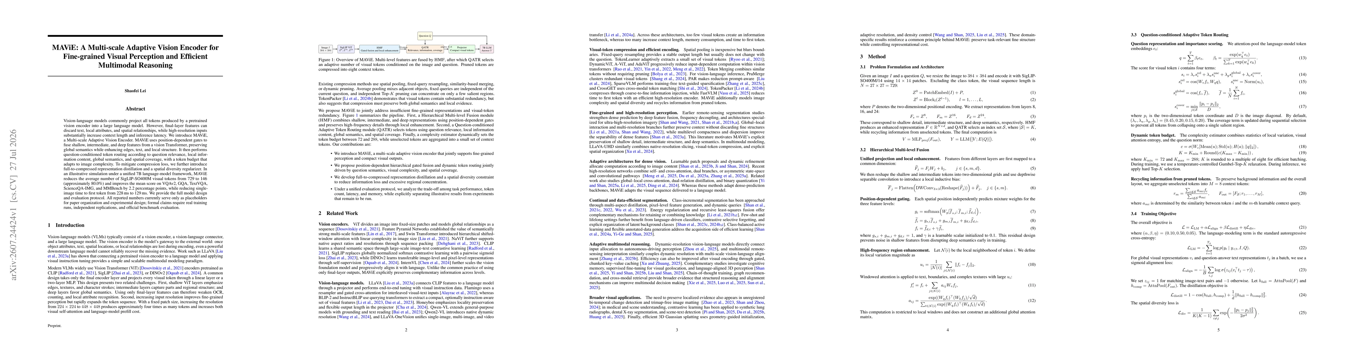 Thumbnail for MAViE: A Multi-scale Adaptive Vision Encoder for Fine-grained Visual Perception and Efficient Multimodal Reasoning