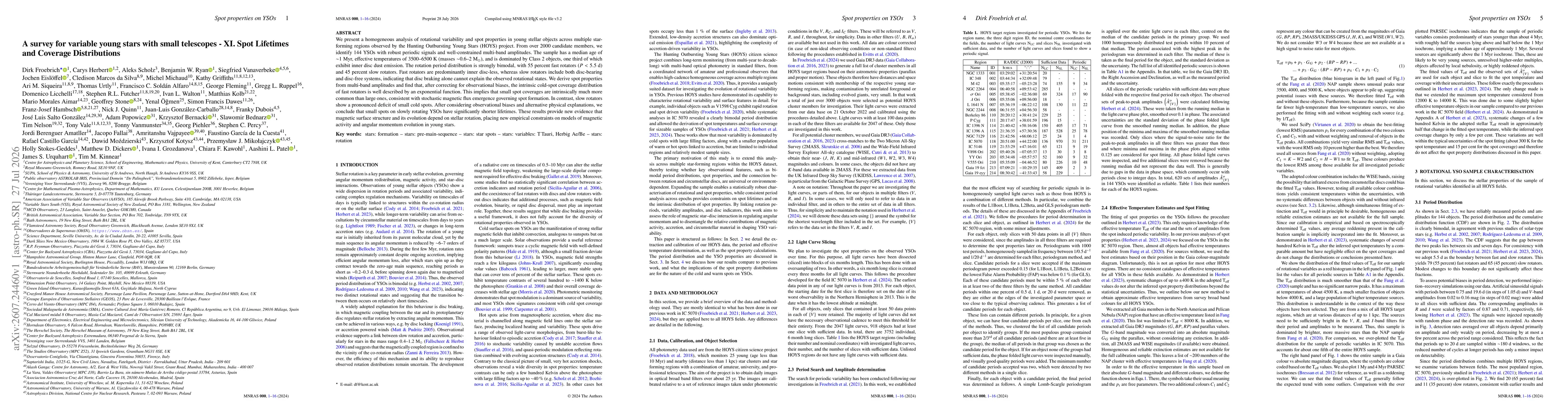 Thumbnail for A survey for variable young stars with small telescopes - XI. Spot Lifetimes and Coverage Distributions