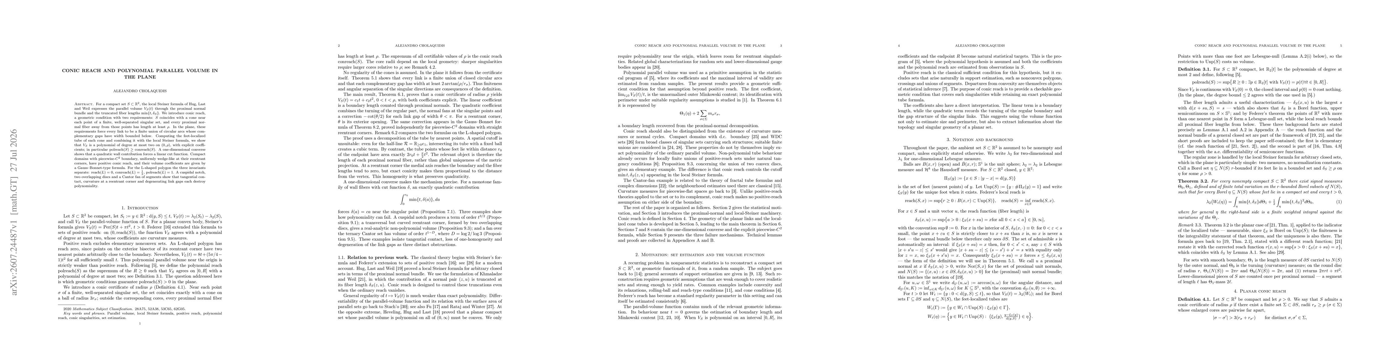 Thumbnail for Conic reach and polynomial parallel volume in the plane