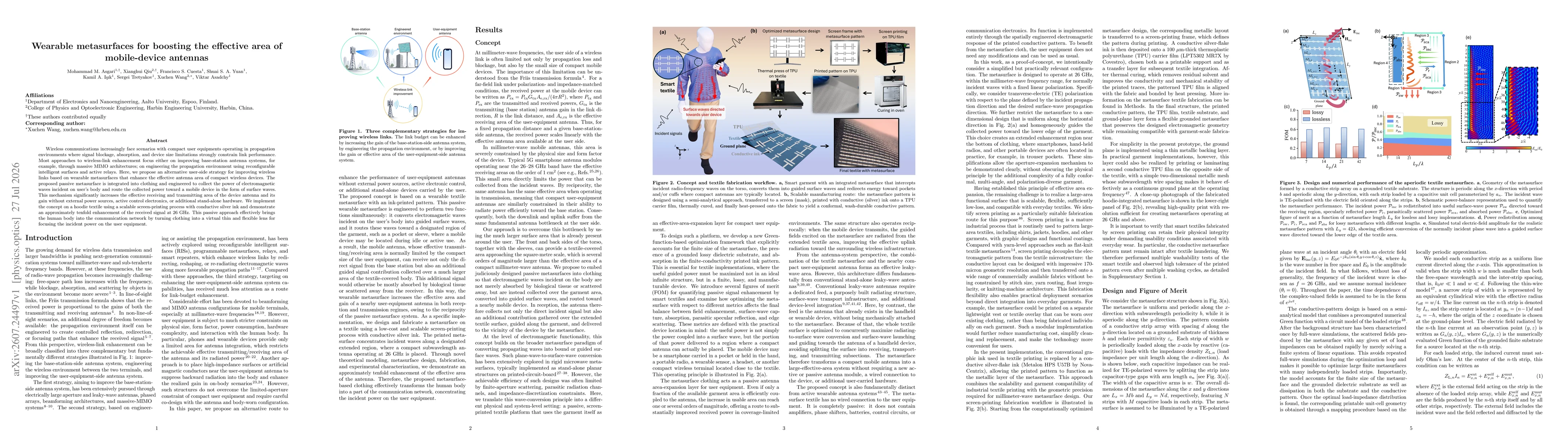 Thumbnail for Wearable metasurfaces for boosting the effective area of mobile-device antennas