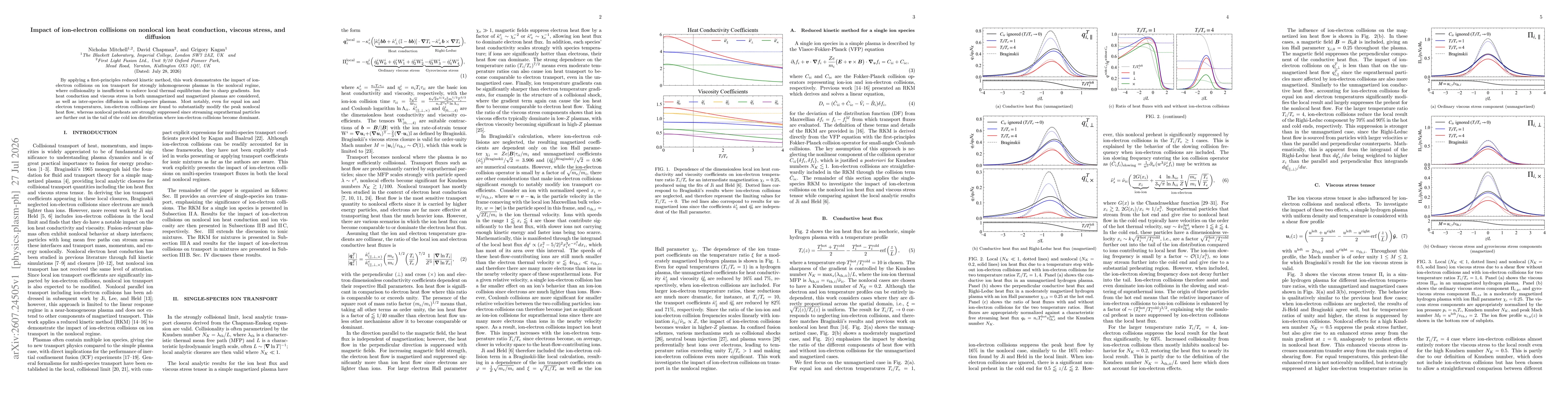 Thumbnail for Impact of ion-electron collisions on nonlocal ion heat conduction, viscous stress, and diffusion