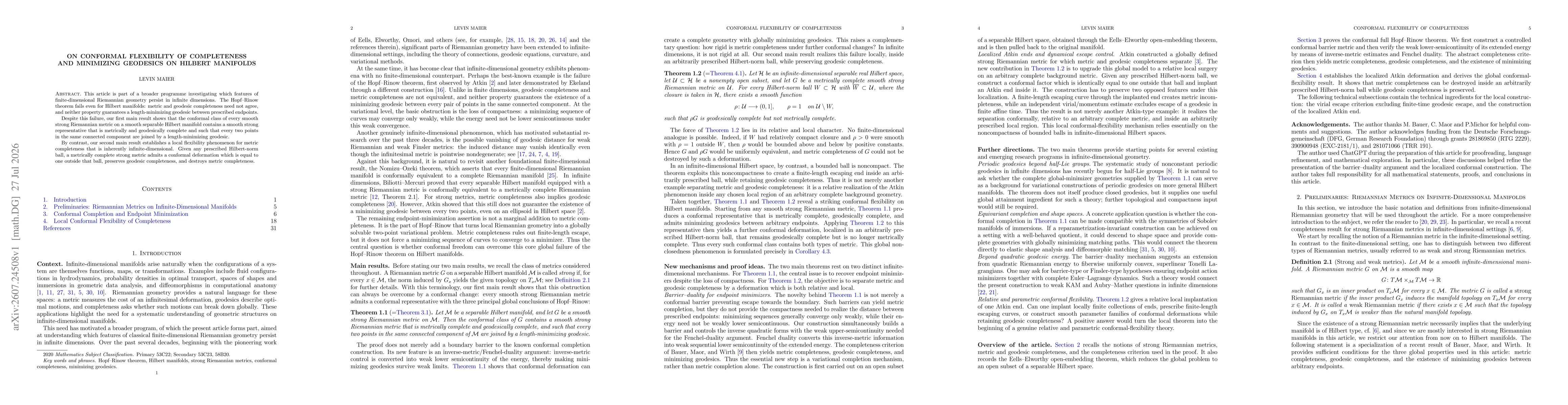 Thumbnail for On Conformal Flexibility of Completeness and Minimizing Geodesics on Hilbert Manifolds