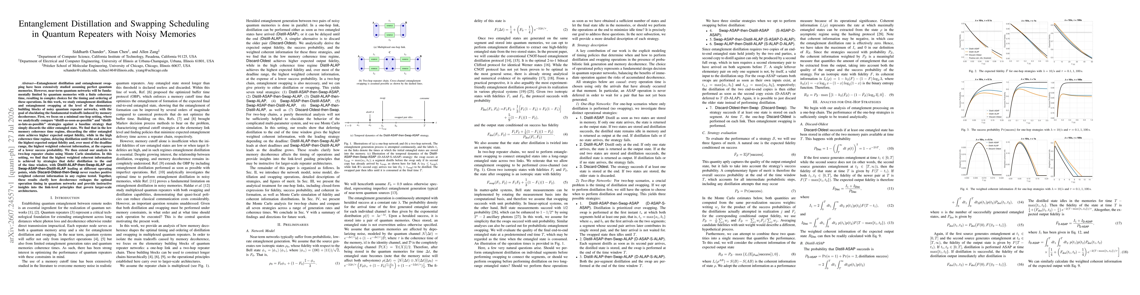 Thumbnail for Entanglement Distillation and Swapping Scheduling in Quantum Repeaters with Noisy Memories