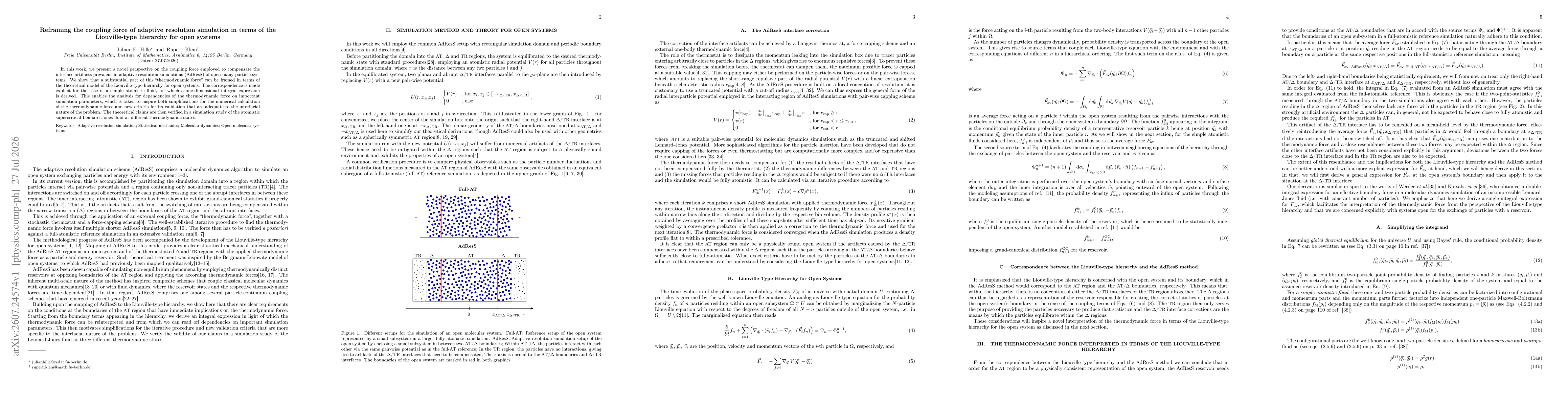 Thumbnail for Reframing the coupling force of adaptive resolution simulation in terms of the Liouville-type hierarchy for open systems