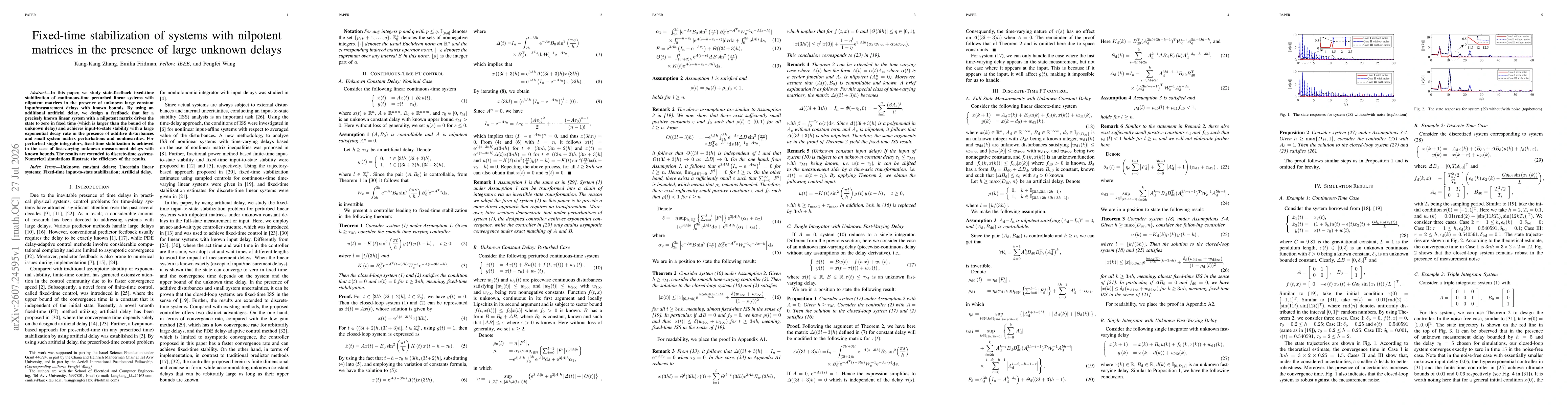 Thumbnail for Fixed-time stabilization of systems with nilpotent matrices in the presence of large unknown delays