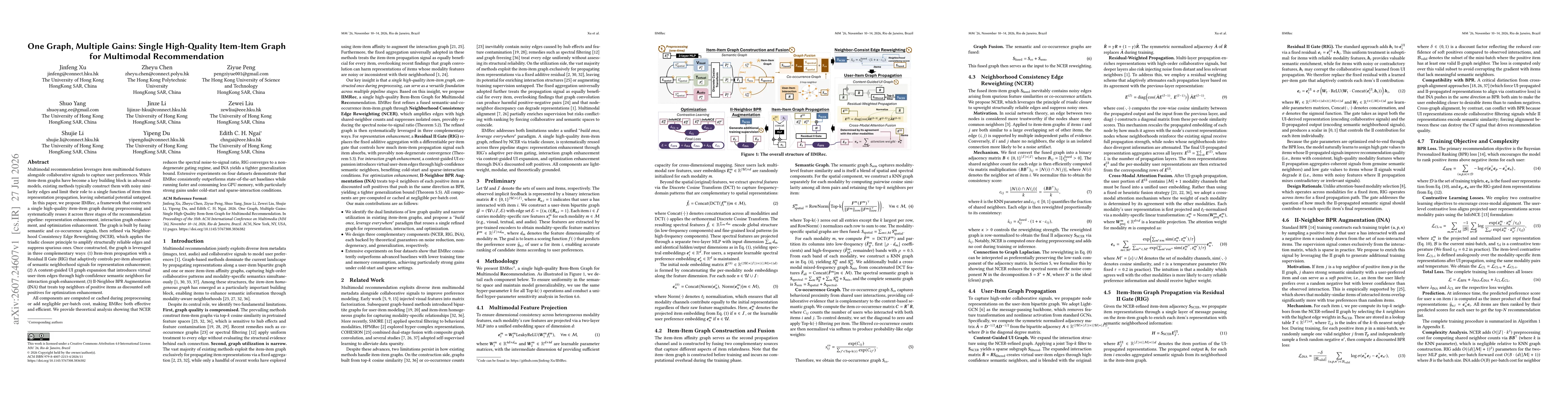Thumbnail for One Graph, Multiple Gains: Single High-Quality Item-Item Graph for Multimodal Recommendation