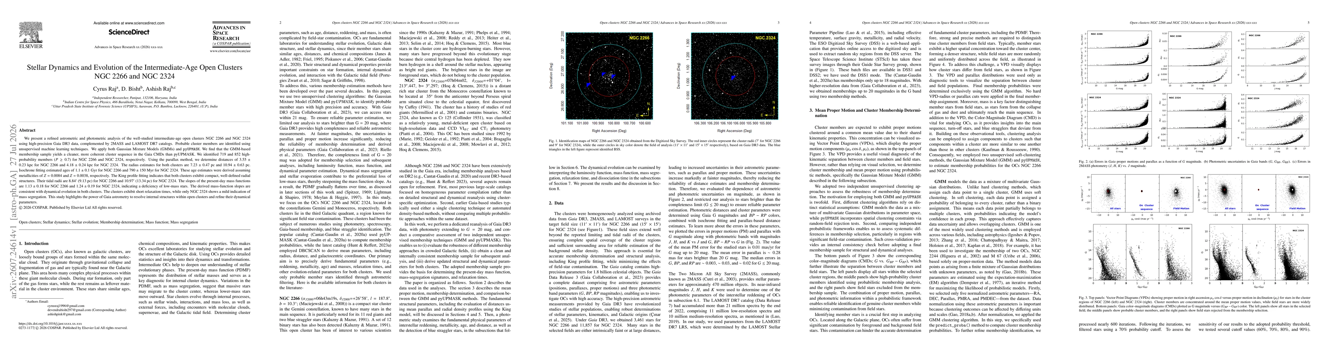 Thumbnail for Stellar Dynamics and Evolution of the Intermediate-Age Open Clusters NGC 2266 and NGC 2324
