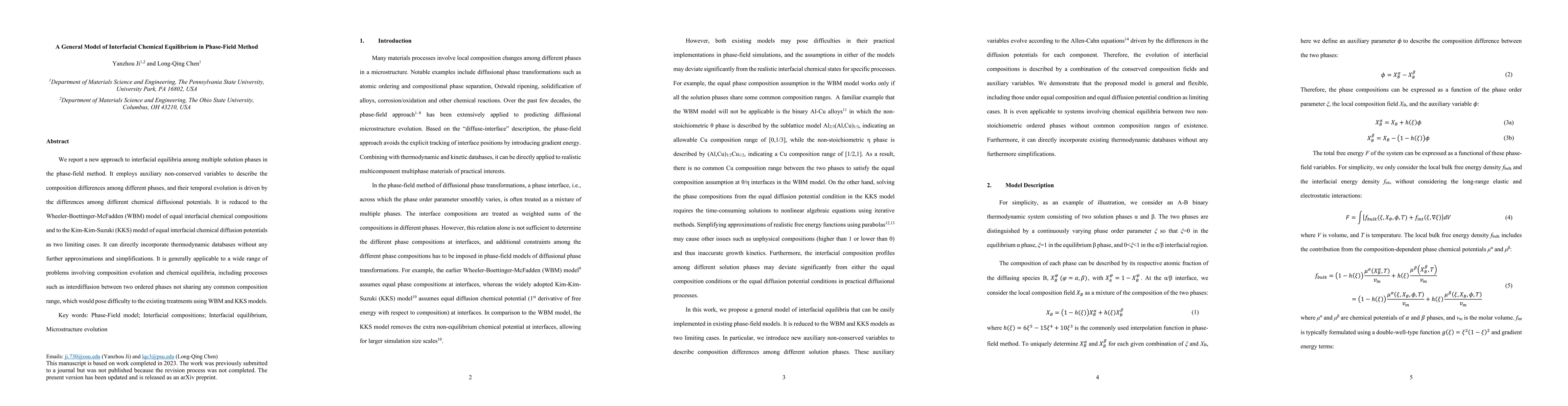 Thumbnail for A General Model of Interfacial Chemical Equilibrium in Phase-Field Method