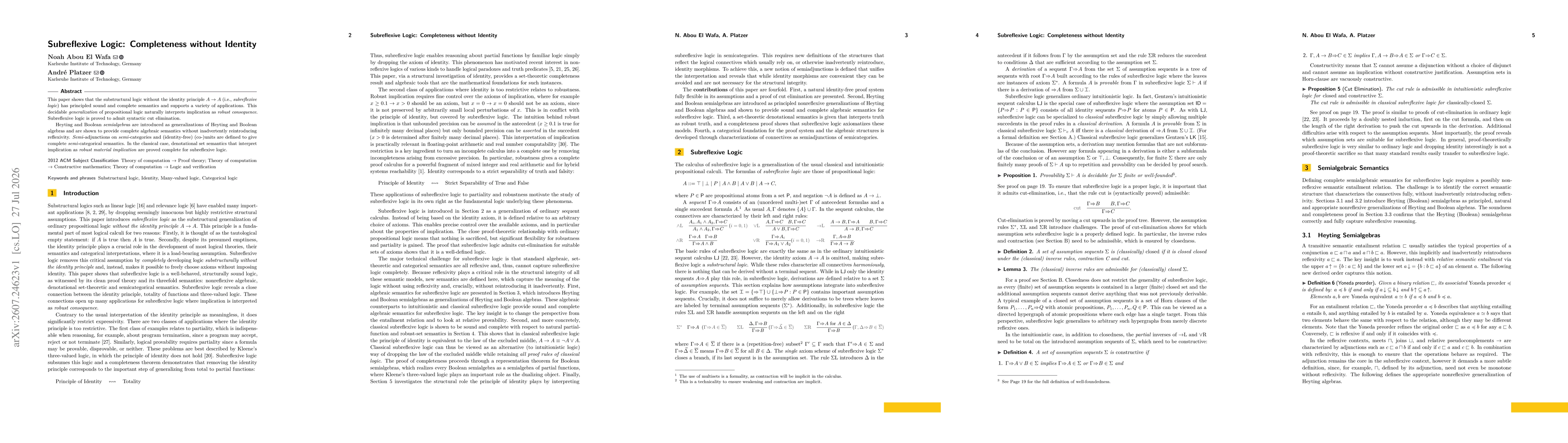 Thumbnail for Subreflexive Logic: Completeness without Identity
