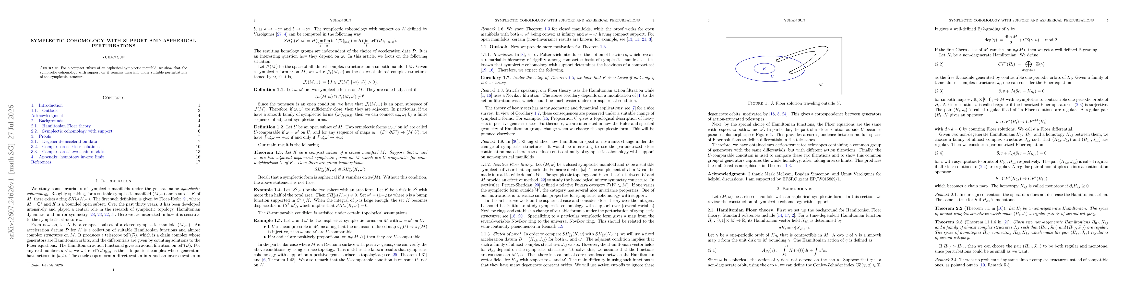 Thumbnail for Symplectic cohomology with support and aspherical perturbations