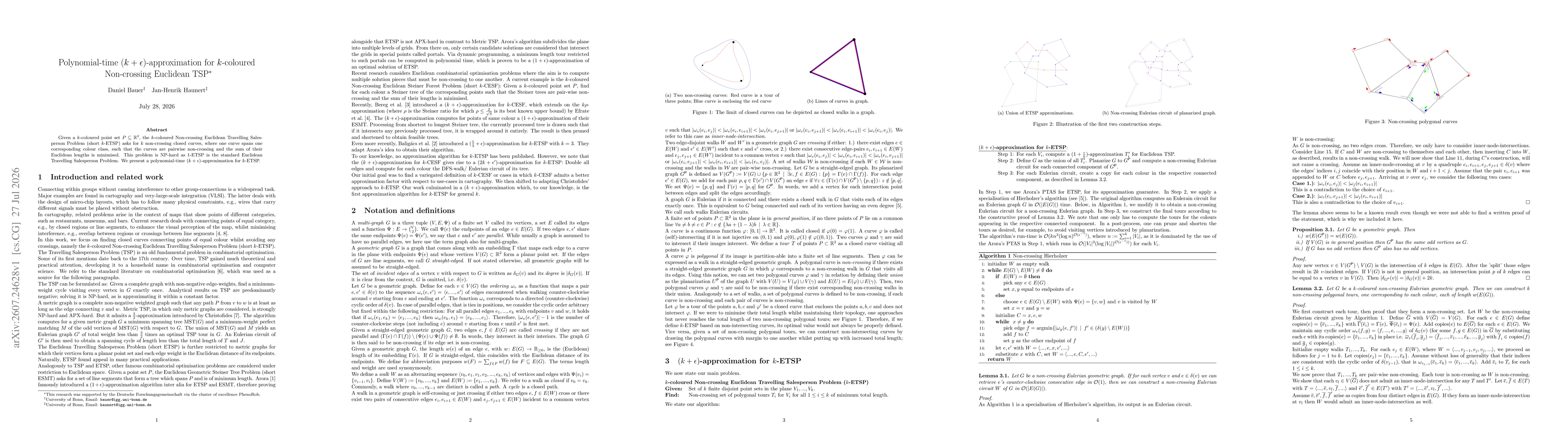 Thumbnail for Polynomial-time $(k+ε)$-approximation for $k$-coloured Non-crossing Euclidean TSP