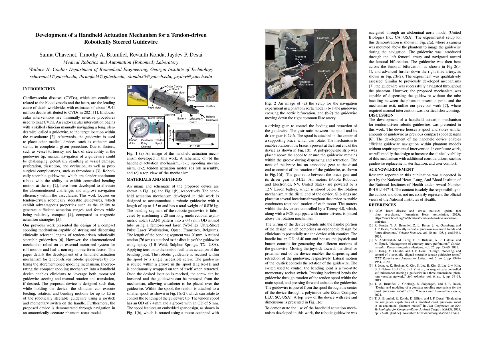 Thumbnail for Development of a Handheld Actuation Mechanism for a Tendon-driven Robotically Steered Guidewire
