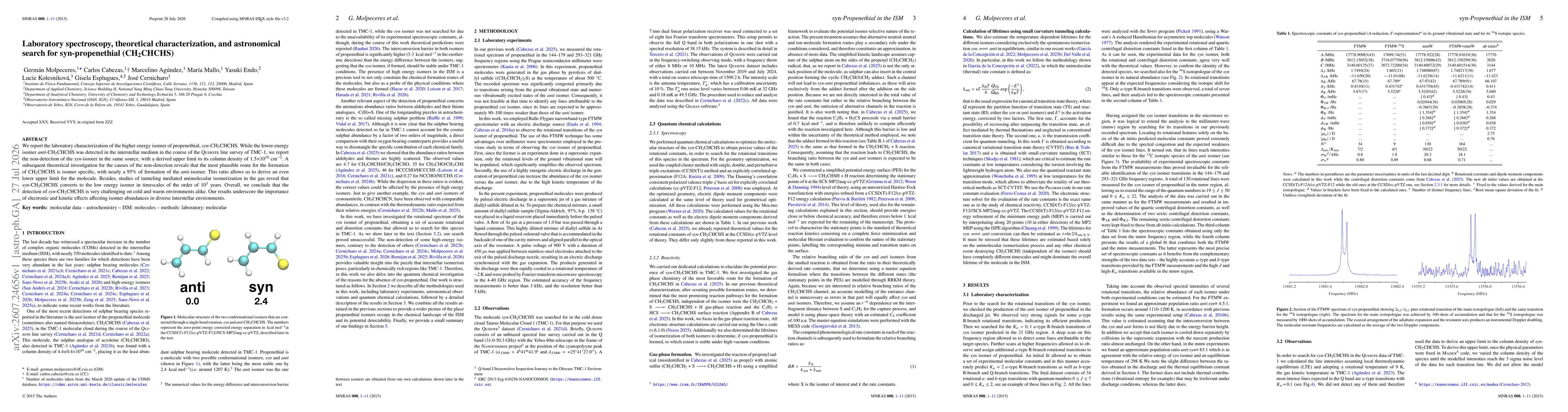Thumbnail for Laboratory spectroscopy, theoretical characterization, and astronomical search for syn-propenethial (CH2CHCHS)