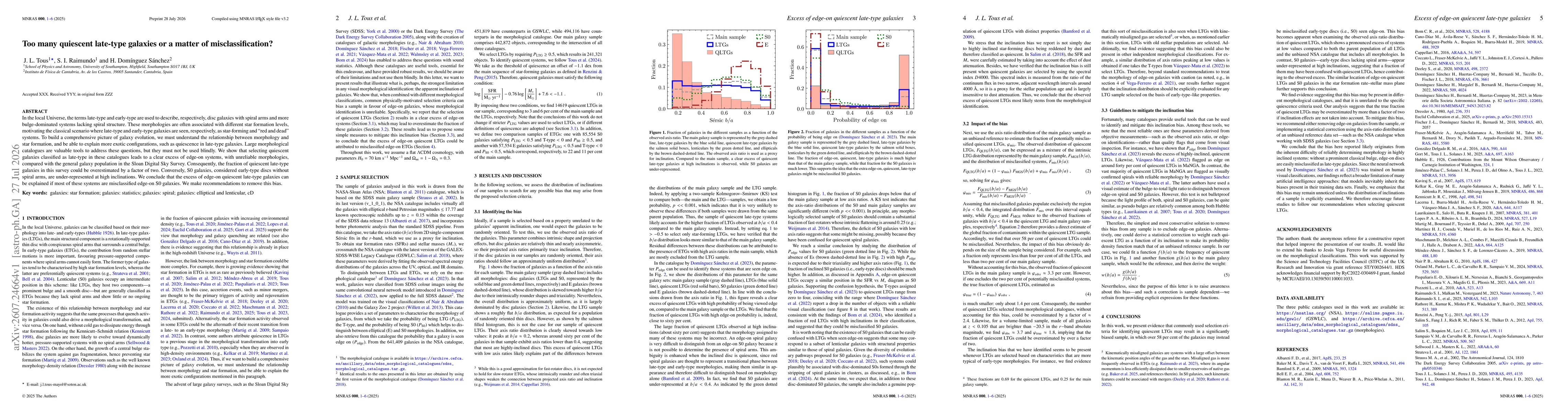 Thumbnail for Too many quiescent late-type galaxies or a matter of misclassification?