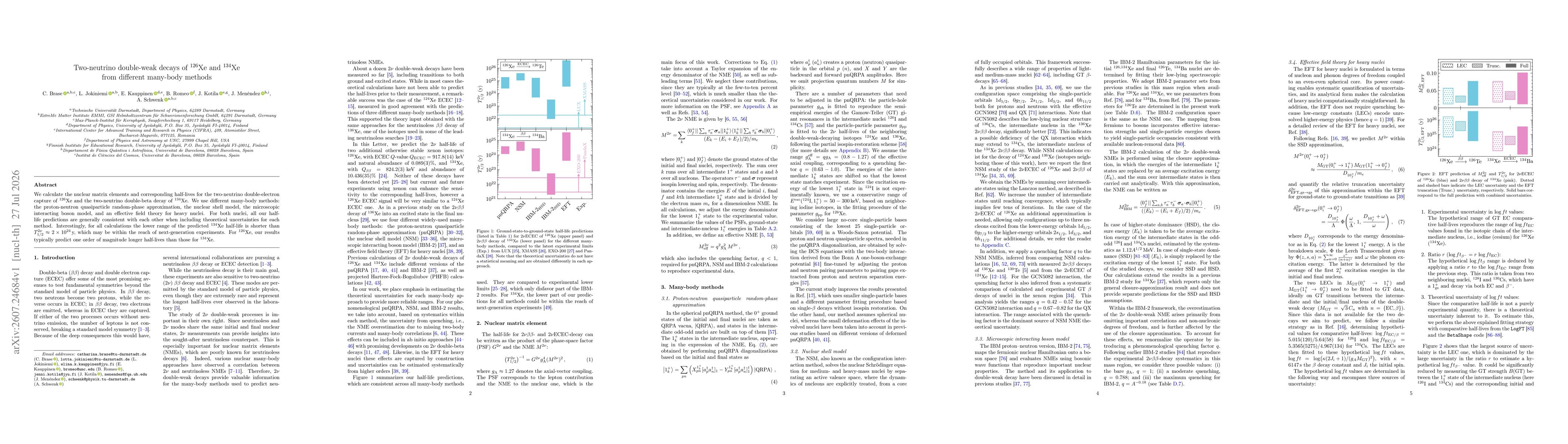 Thumbnail for Two-neutrino double-weak decays of $^{126}$Xe and $^{134}$Xe from different many-body methods