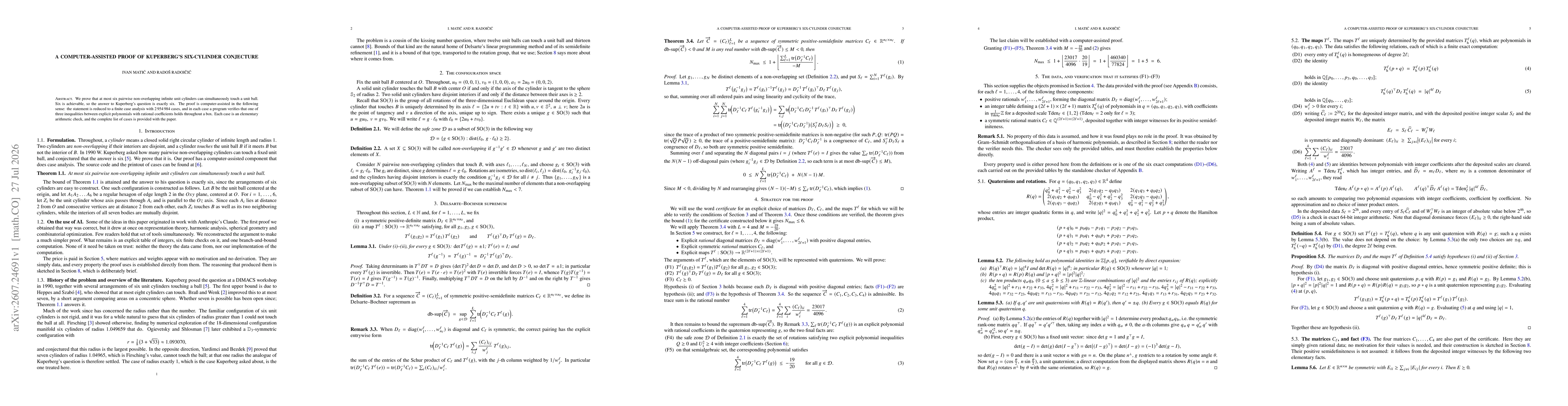 Thumbnail for A computer-assisted proof of Kuperberg's six-cylinder conjecture