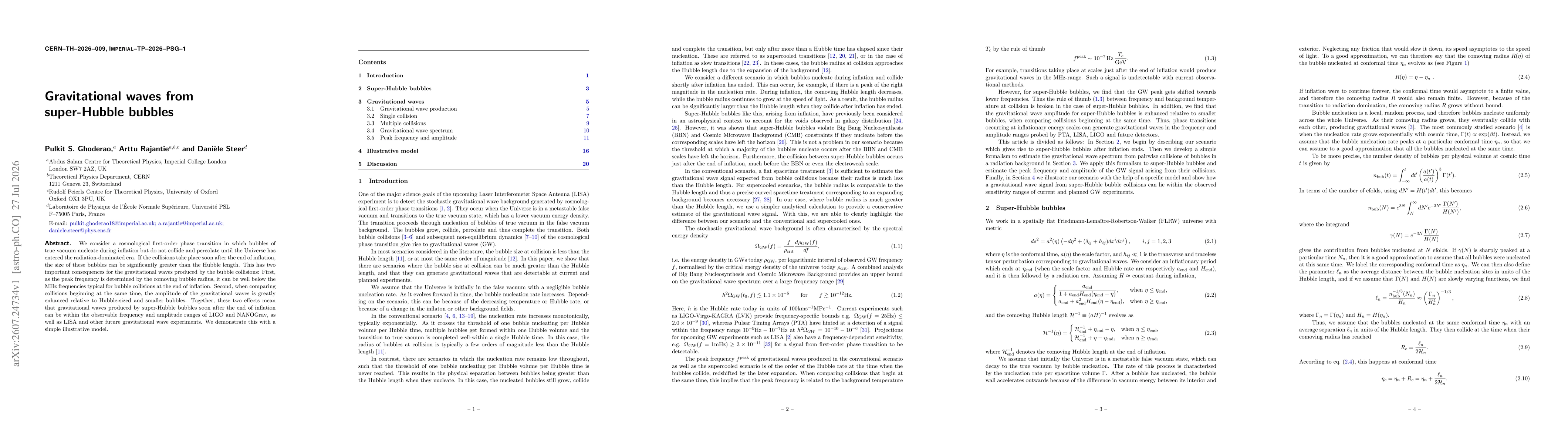 Thumbnail for Gravitational waves from super-Hubble bubbles