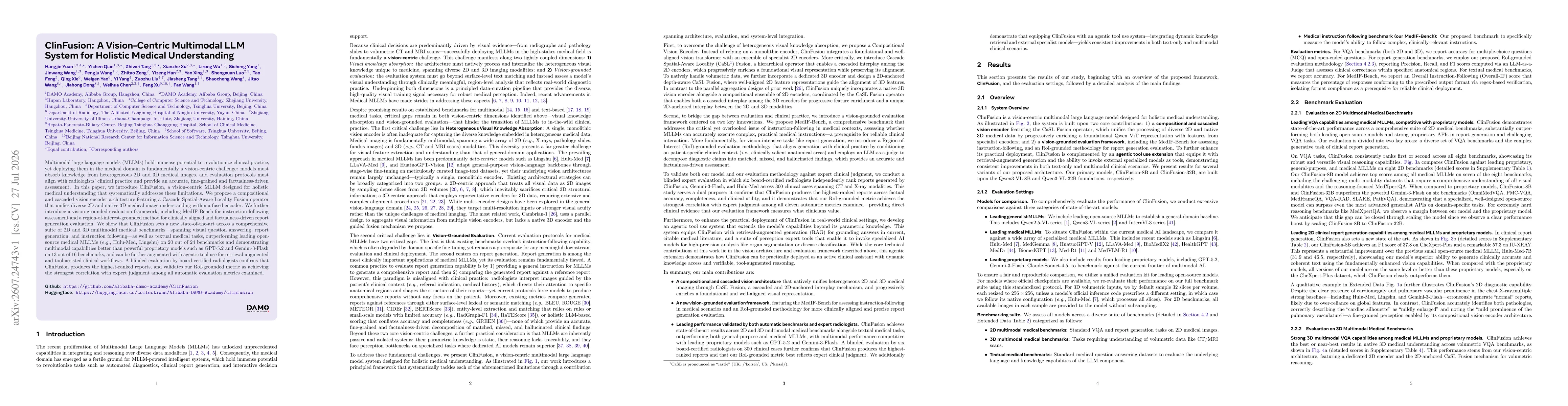 Thumbnail for ClinFusion: A Vision-Centric Multimodal LLM System for Holistic Medical Understanding