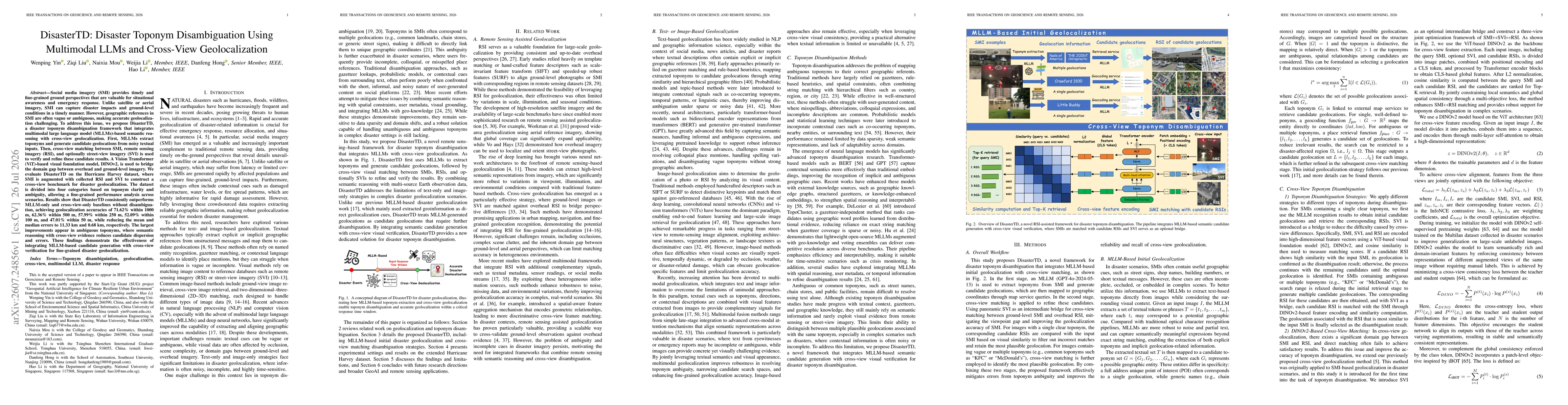 Thumbnail for DisasterTD: Disaster Toponym Disambiguation Using Multimodal LLMs and Cross-View Geolocalization