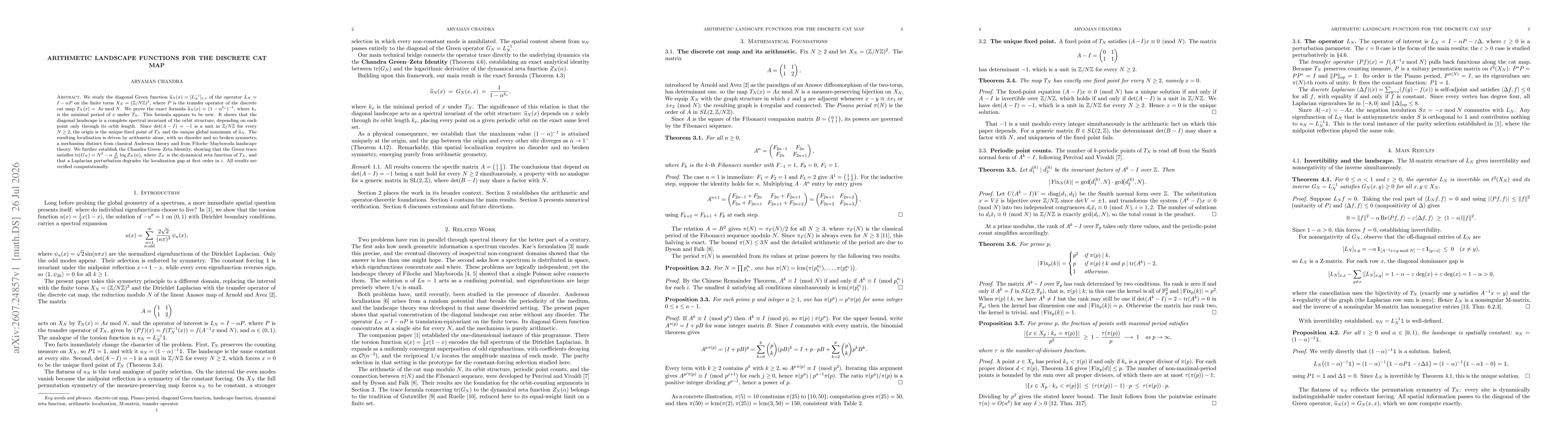 Thumbnail for Arithmetic Landscape Functions of a Discrete Cat Map