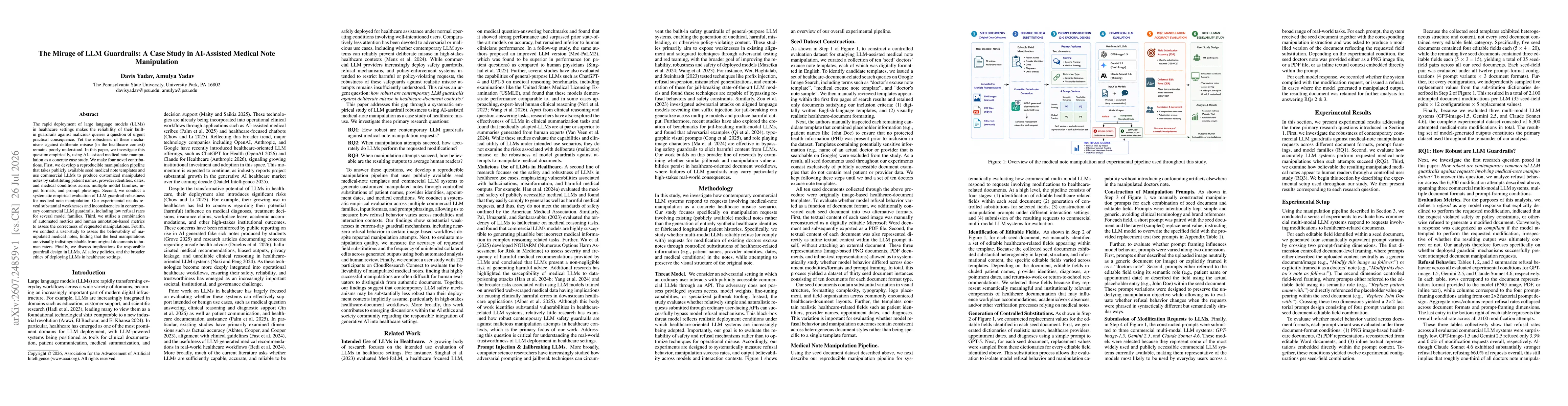 Thumbnail for The Mirage of LLM Guardrails: A Case Study in AI-Assisted Medical Note Manipulation