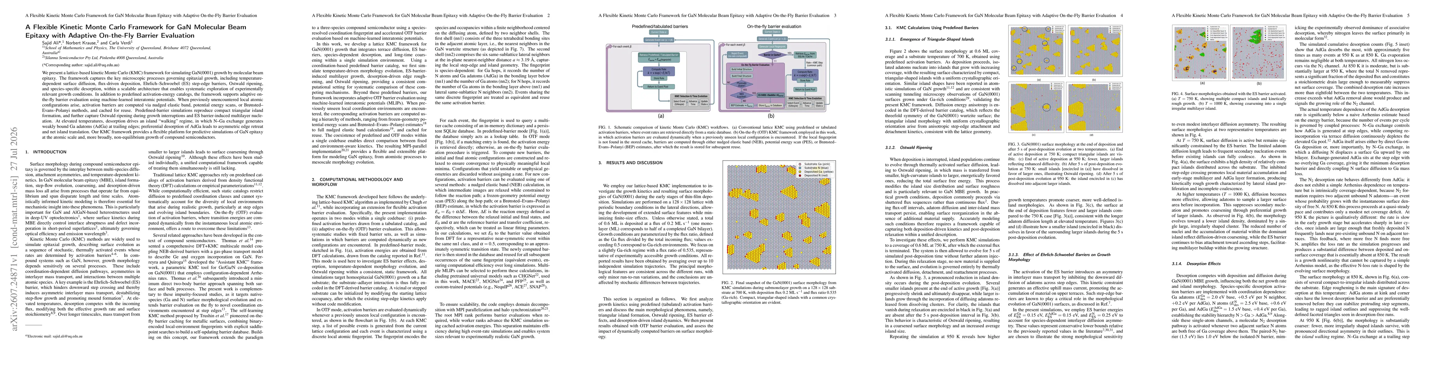 Thumbnail for A flexible kinetic Monte Carlo framework for GaN molecular beam epitaxy with adaptive on-the-fly barrier evaluation