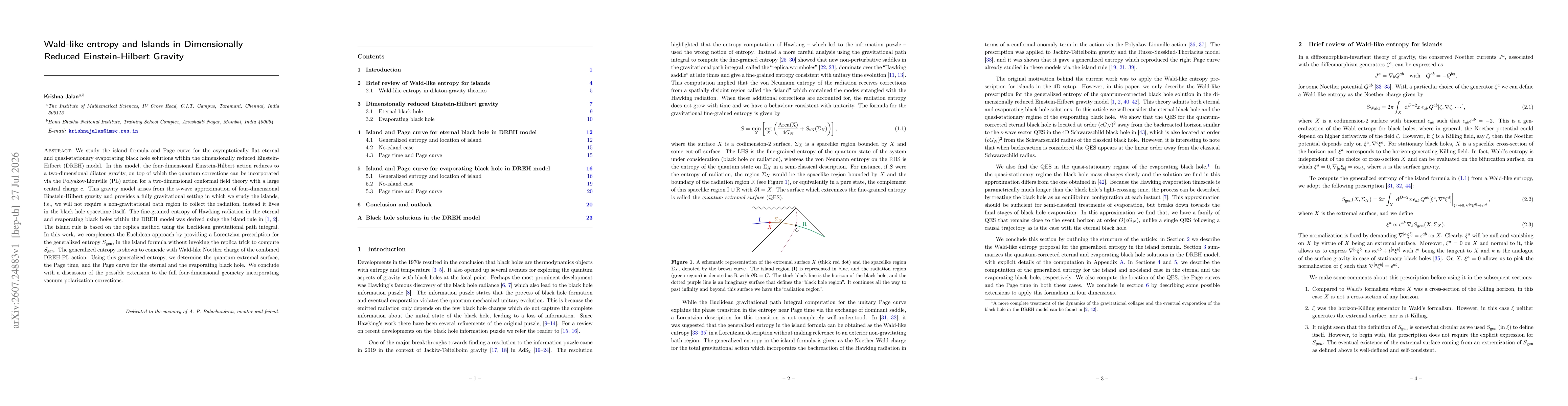 Thumbnail for Wald-like entropy and Islands in Dimensionally Reduced Einstein-Hilbert Gravity