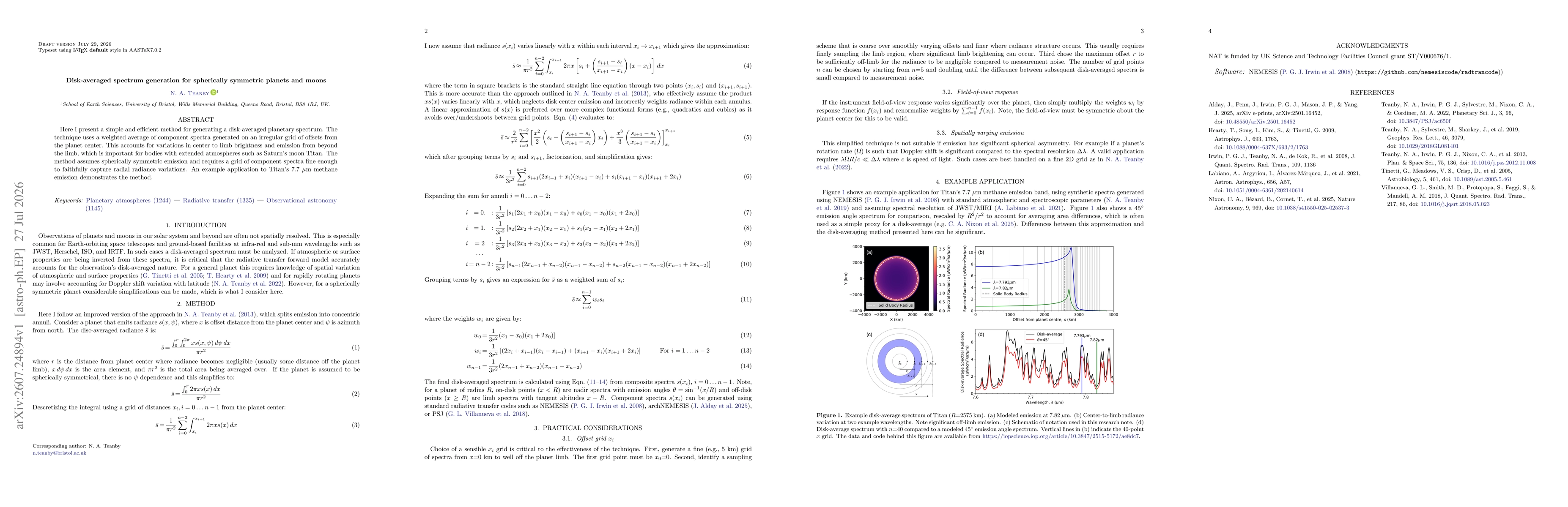 Thumbnail for Disk-averaged spectrum generation for spherically symmetric planets and moons