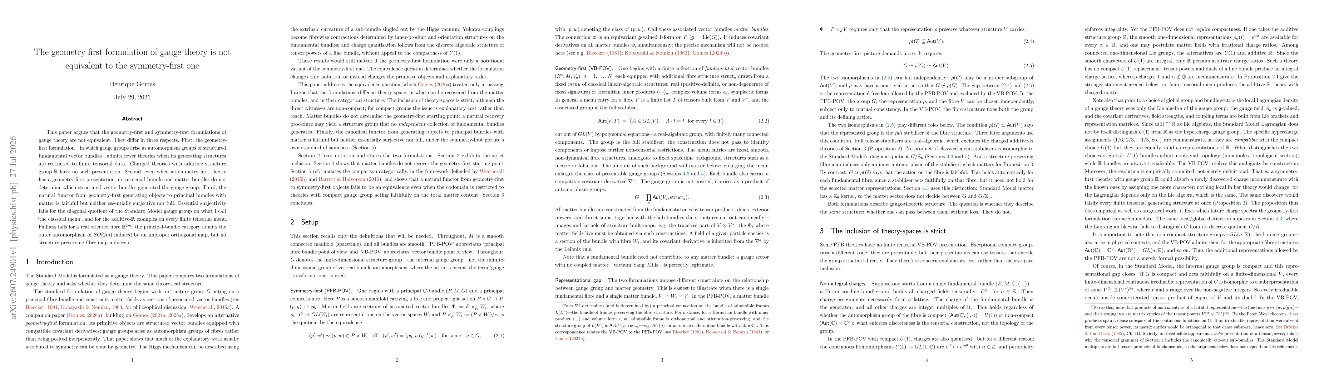 Thumbnail for The geometry-first formulation of gauge theory is not equivalent to the symmetry-first one