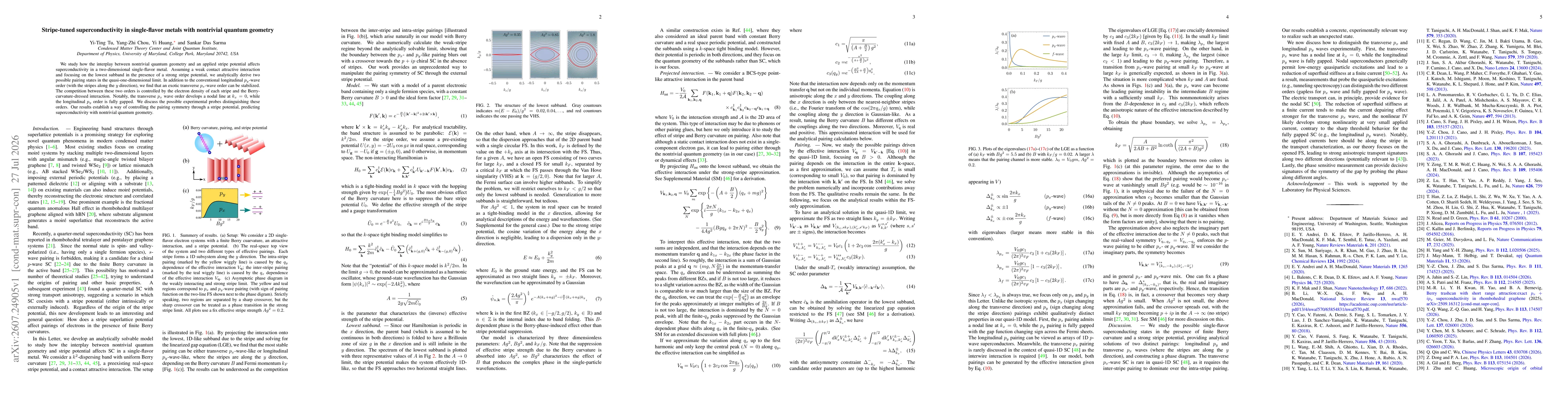 Thumbnail for Stripe-tuned superconductivity in single-flavor metals with nontrivial quantum geometry