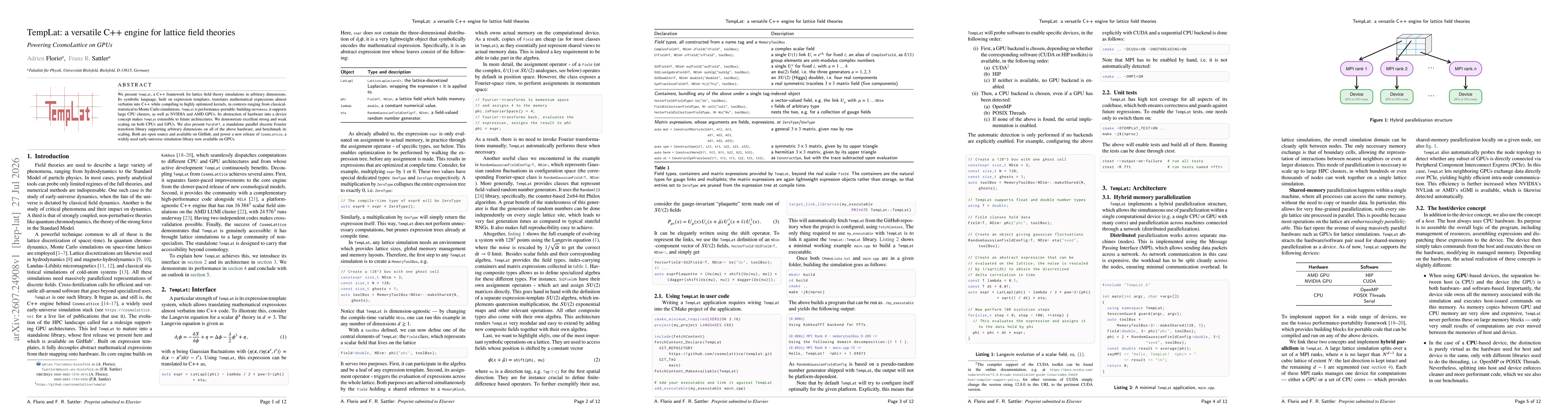 Thumbnail for TempLat: a versatile C++ engine for lattice field theories