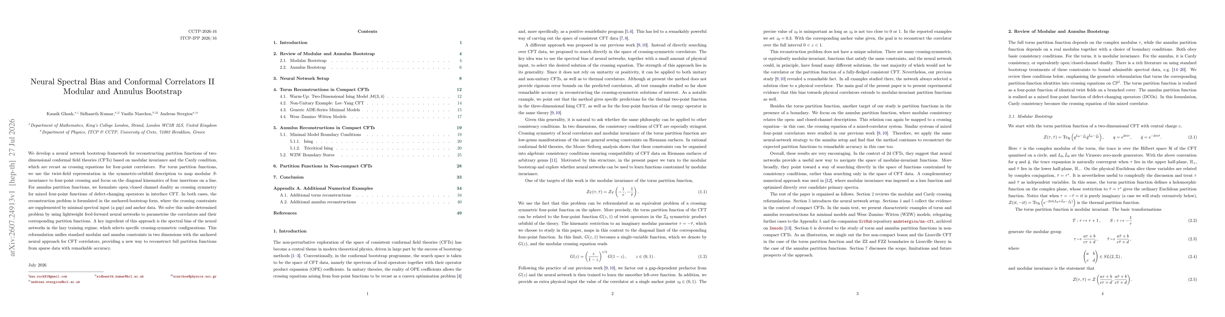 Thumbnail for Neural Spectral Bias and Conformal Correlators II: Modular and Annulus Bootstrap