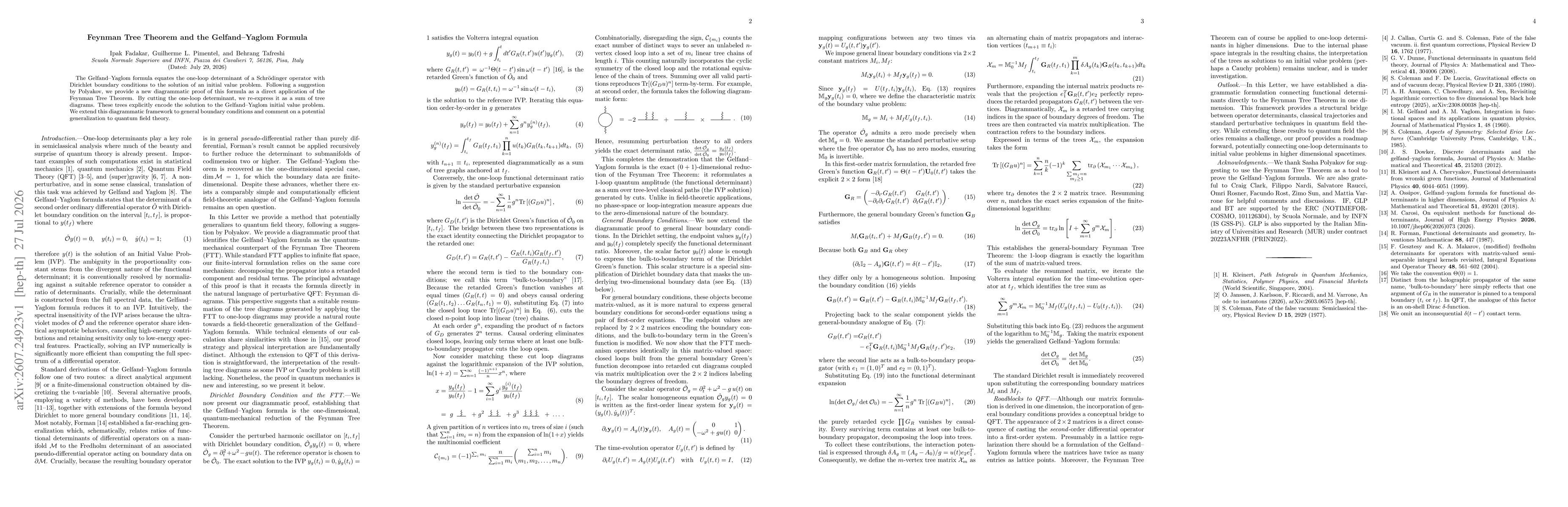Thumbnail for Feynman Tree Theorem and the Gelfand--Yaglom Formula