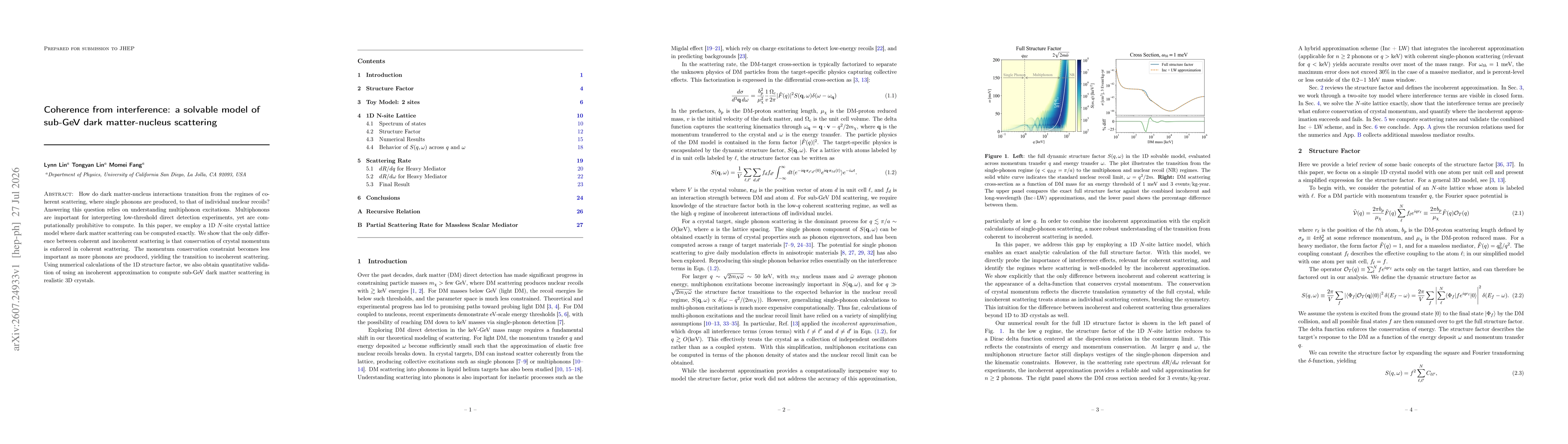 Thumbnail for Coherence from interference: a solvable model of sub-GeV dark matter-nucleus scattering